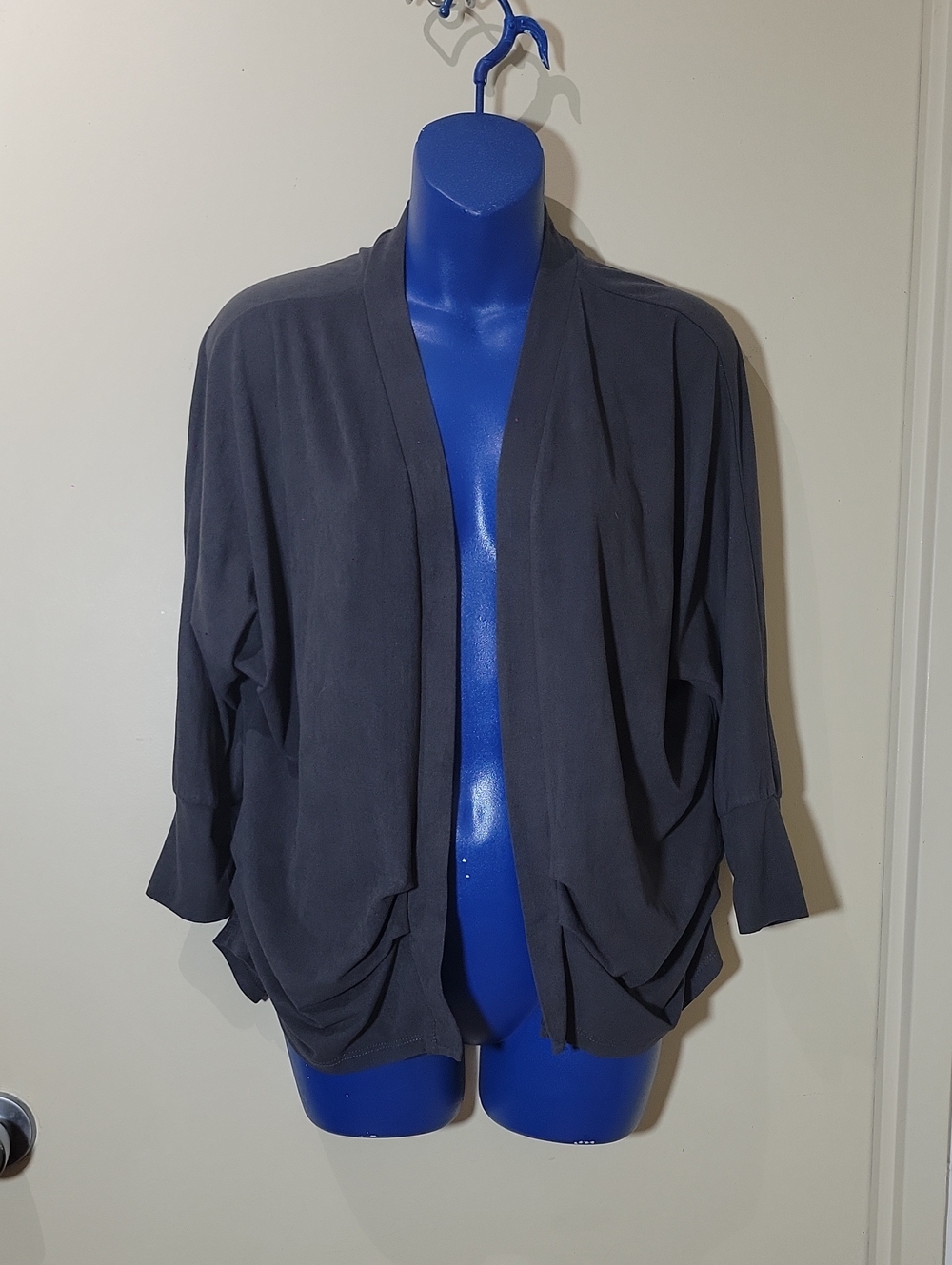 Love Culture Charcoal Open-Front Draped Cardigan